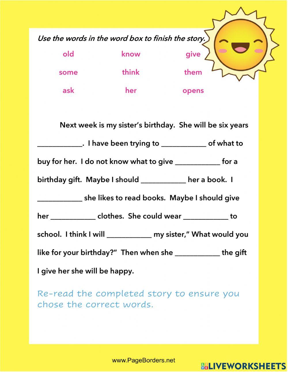 1372786 Cloze passage CharisB LiveWorksheets