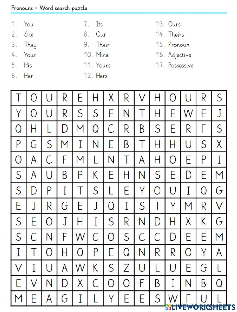 Possessive - Word search