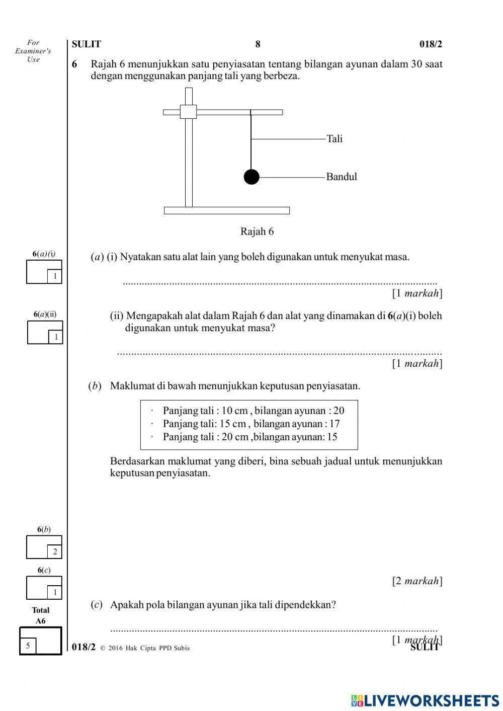 Sains Tahun 6 Kertas 2