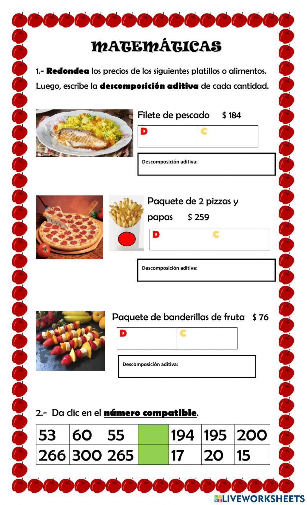 Redondeo,número compatible y alimentación