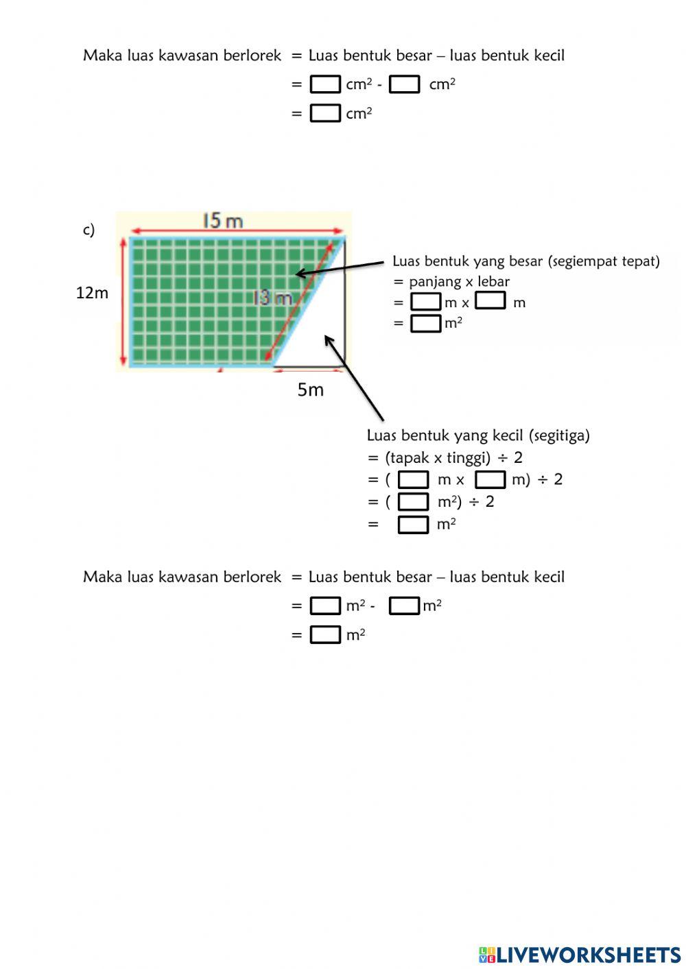 Luas kawasan berlorek