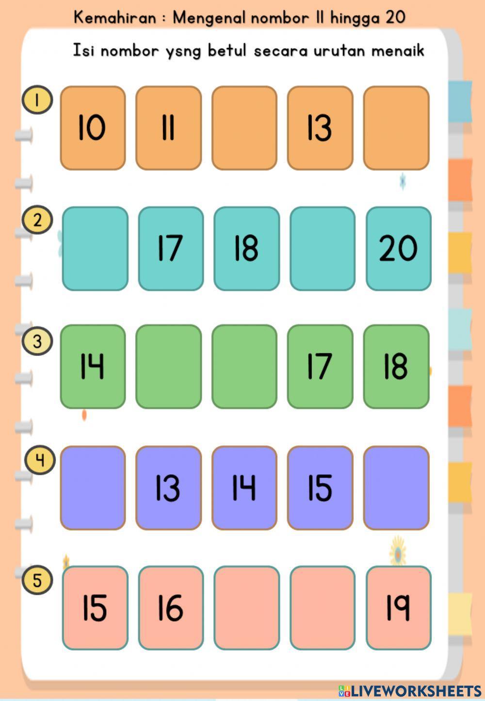 Mengenal nombor 11- 20