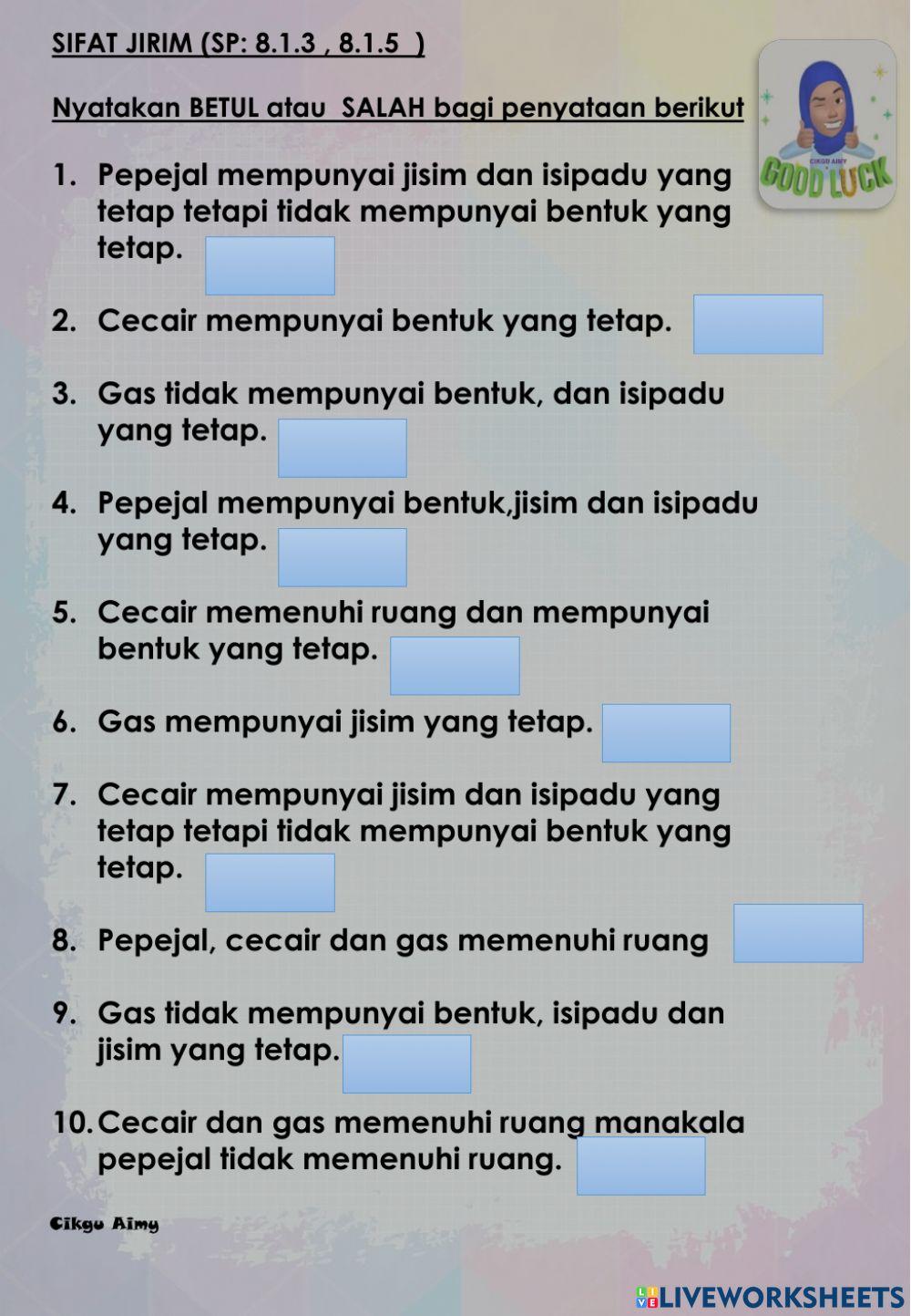 Sains tahun 5: sifat jirim