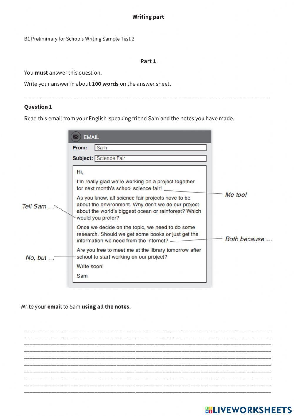 B1 Cambridge Writing Part Worksheet Live Worksheets 44 OFF B1 Cambridge Writing Part Worksheet Live Worksheets 44 OFF
