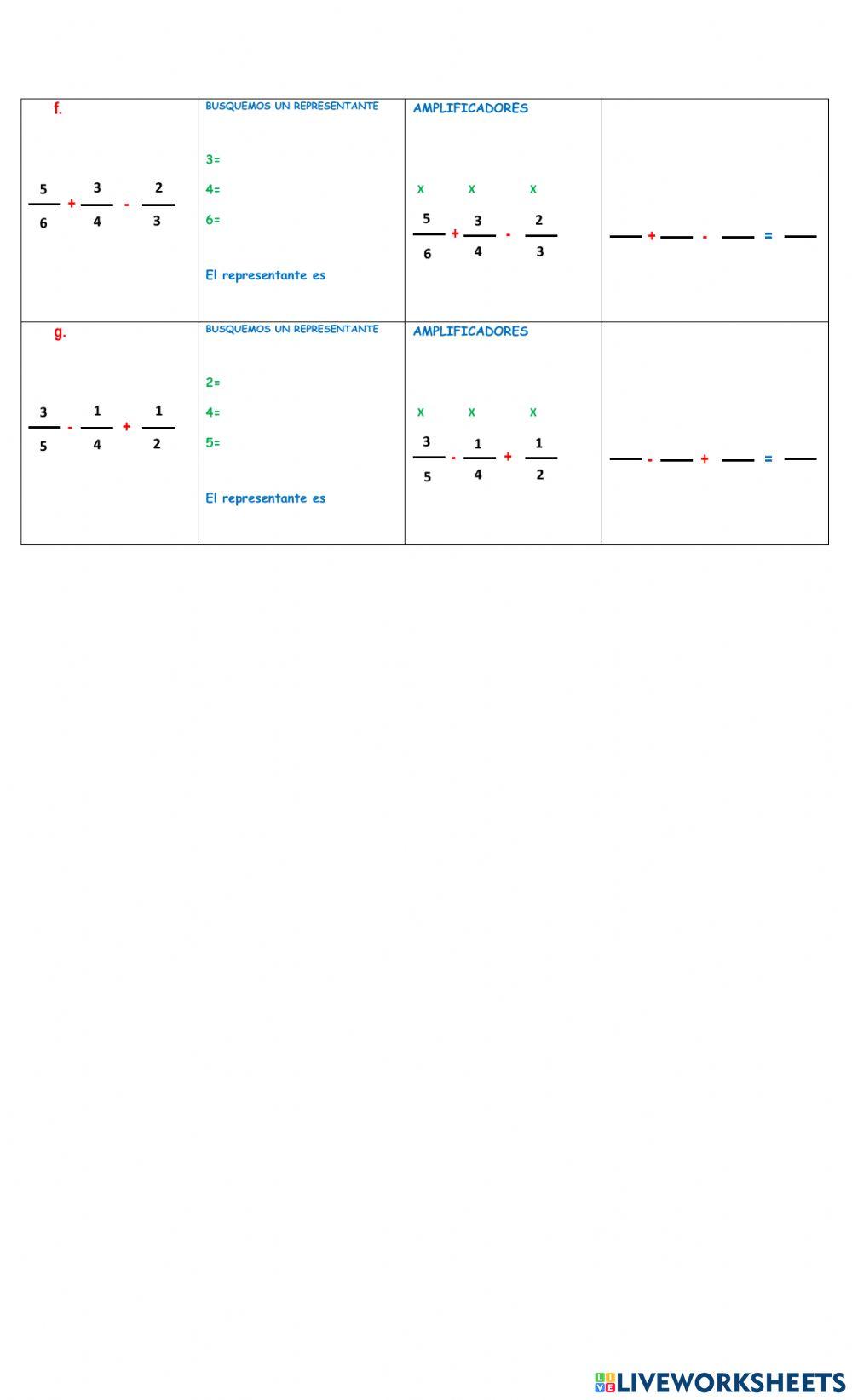 Suma y resta de fracciones