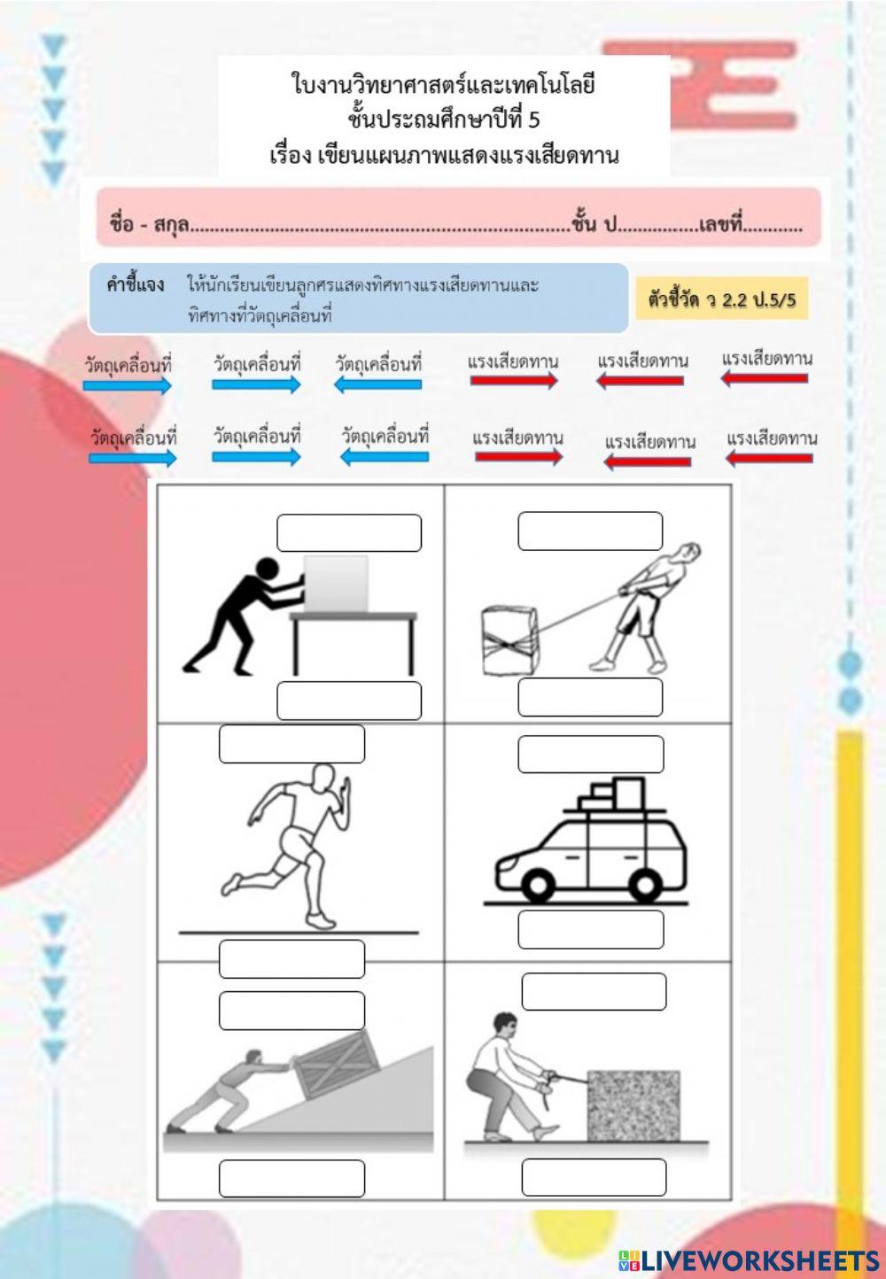 เขียนแผนภาพแสดงแรงเสียดทาน