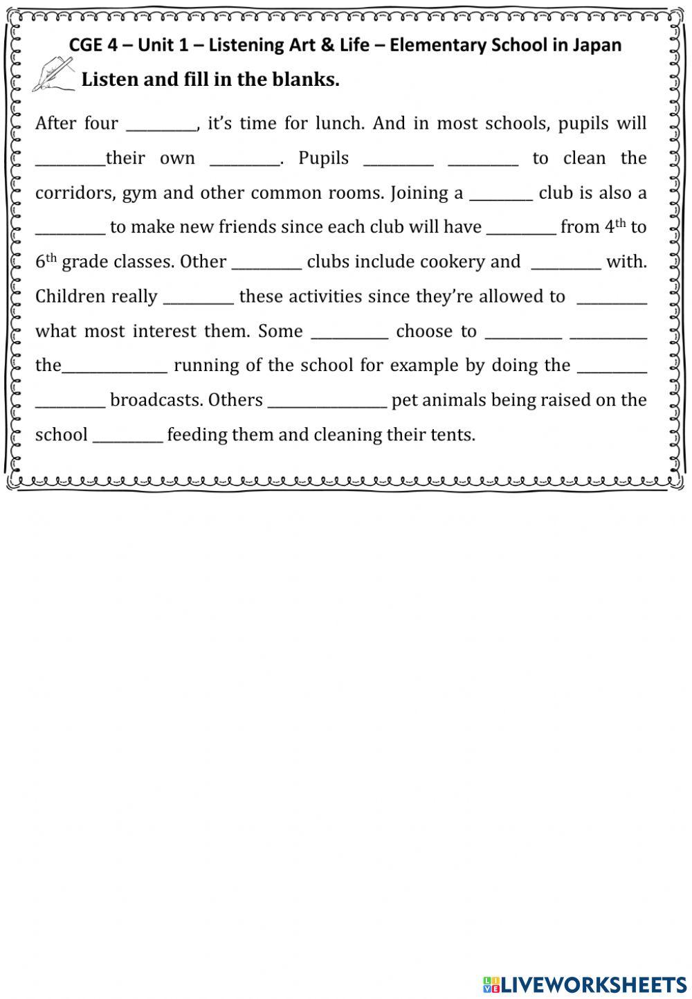 CGE 4 - U1 - W1 - Listening Worksheet 02
