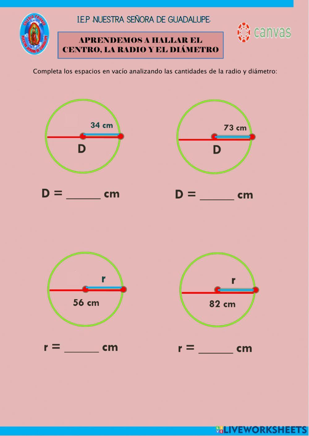 Hallamos el Centro, Radio y Diámetro