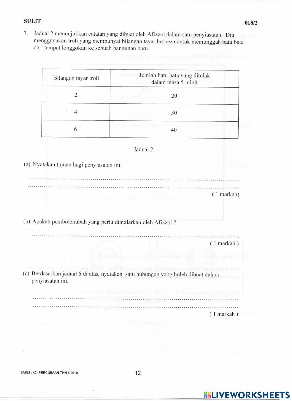 Peperiksaan Percubaan Tahun 6