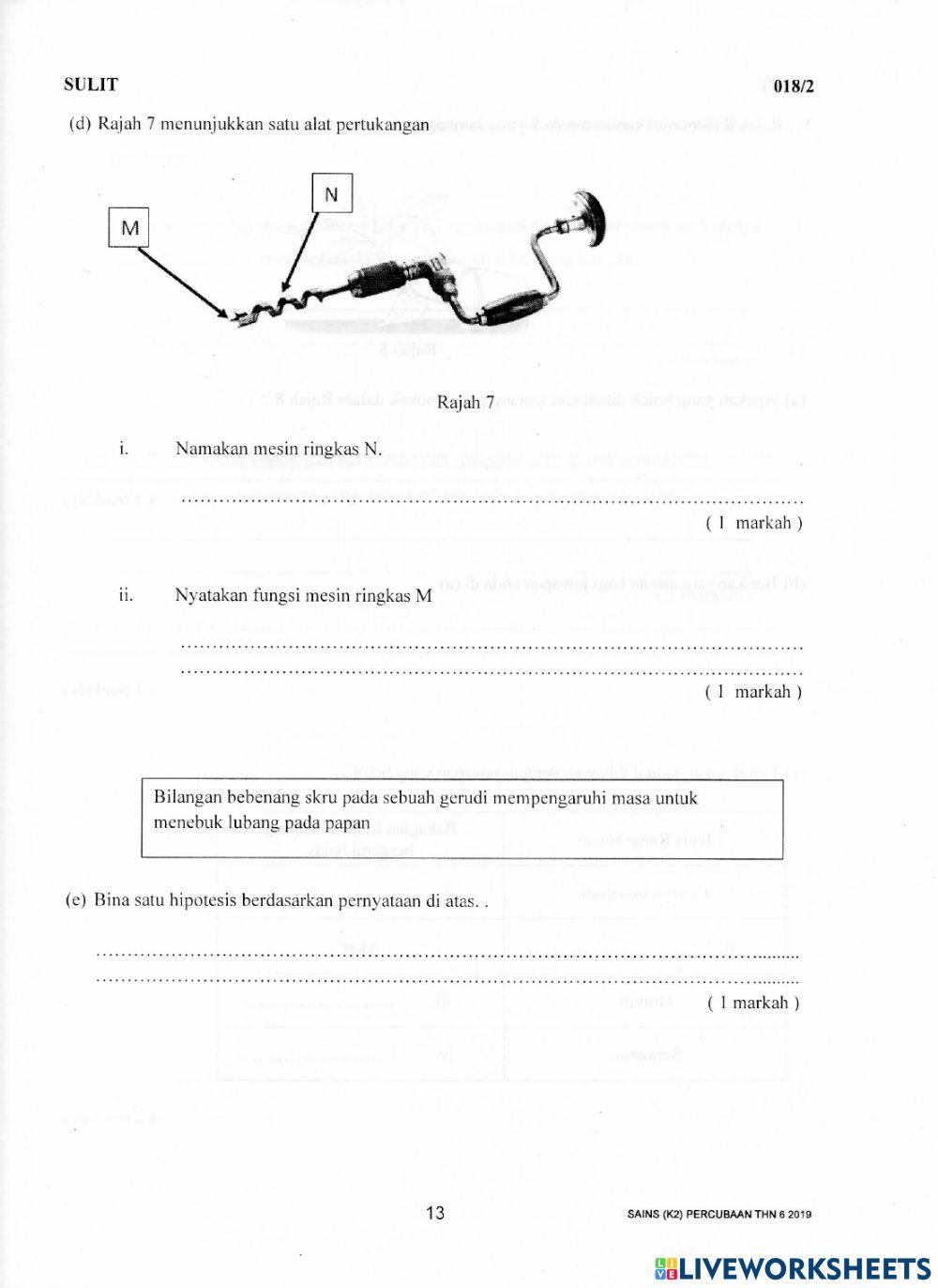 Peperiksaan Percubaan Tahun 6