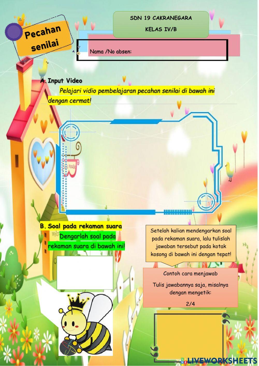 Tugas e-LKPD Matematika Pecahan Senilai Cara Pembagian