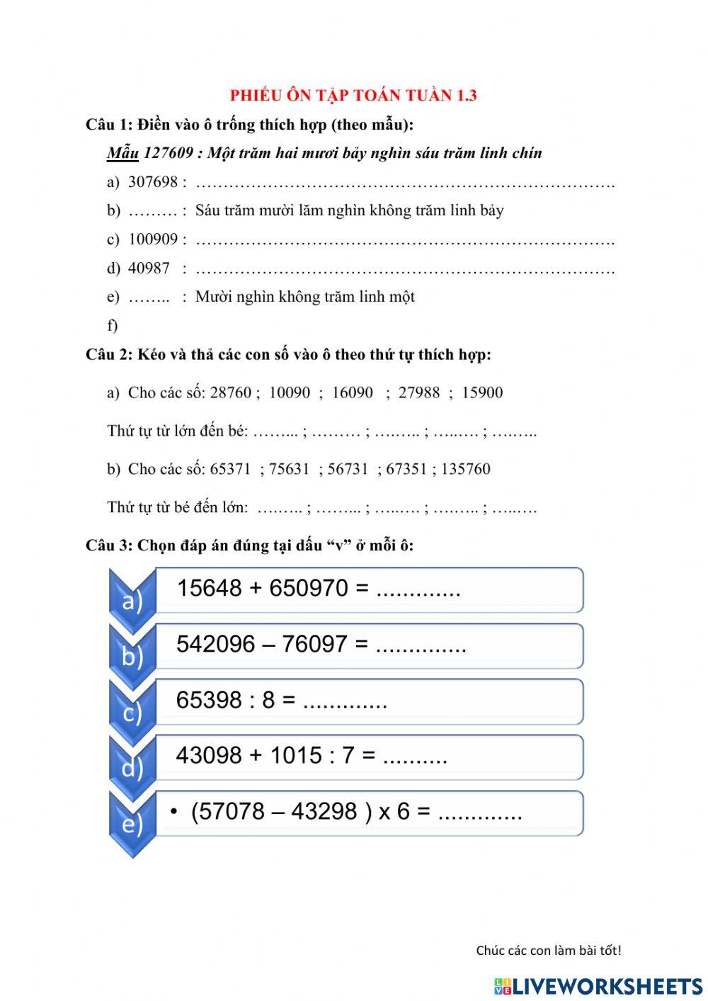 Ôn tập số có 6 chữ số