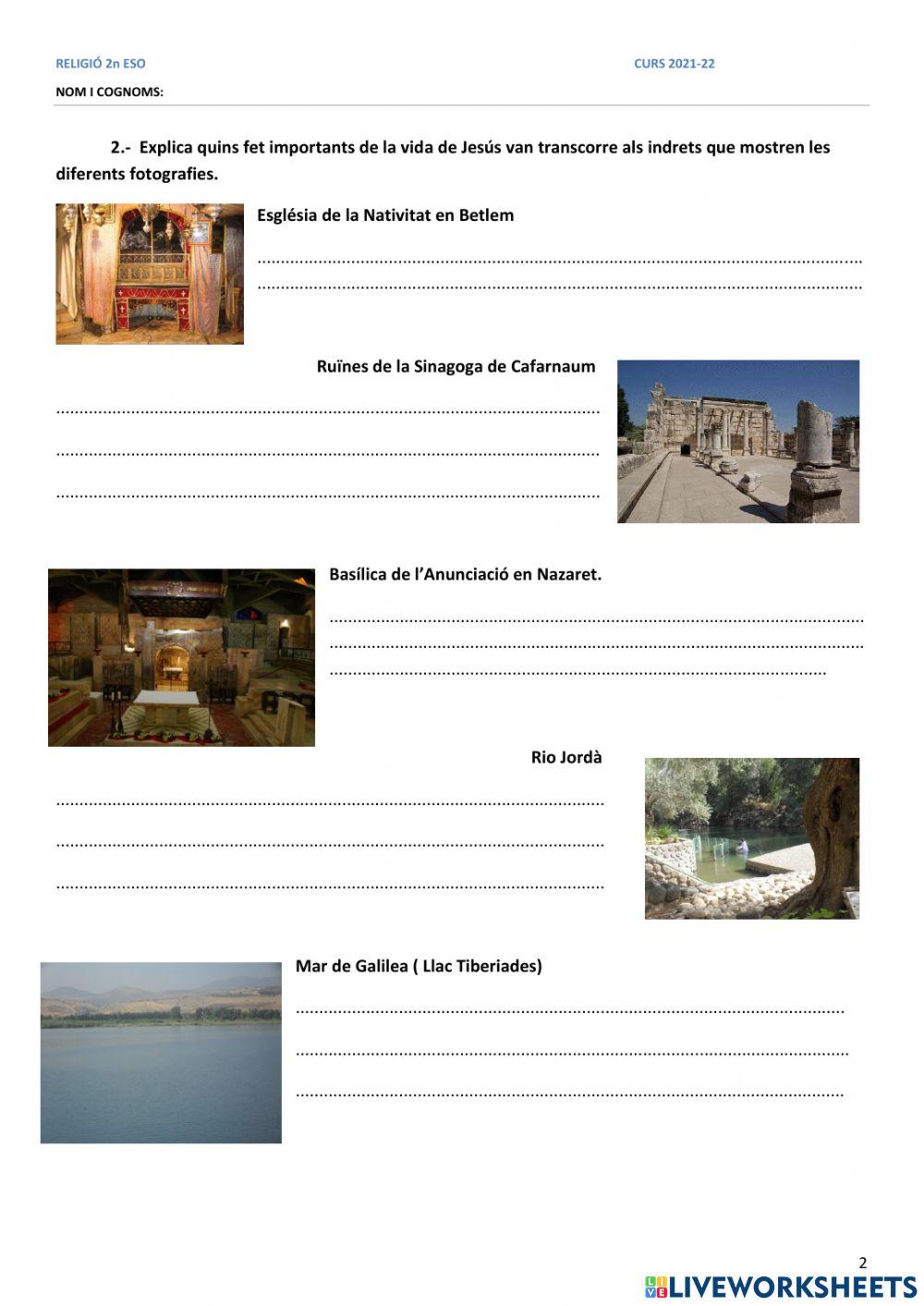 Llocs en la vida de jesús