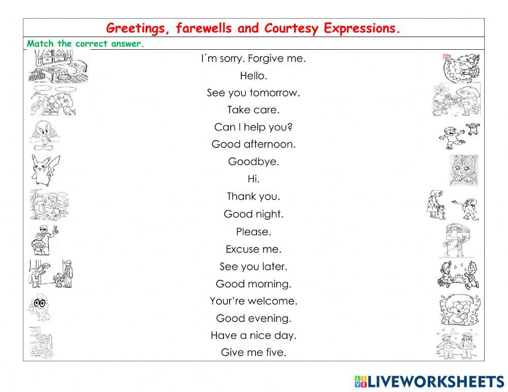 Greetings, farewells and Courtesy Expressions