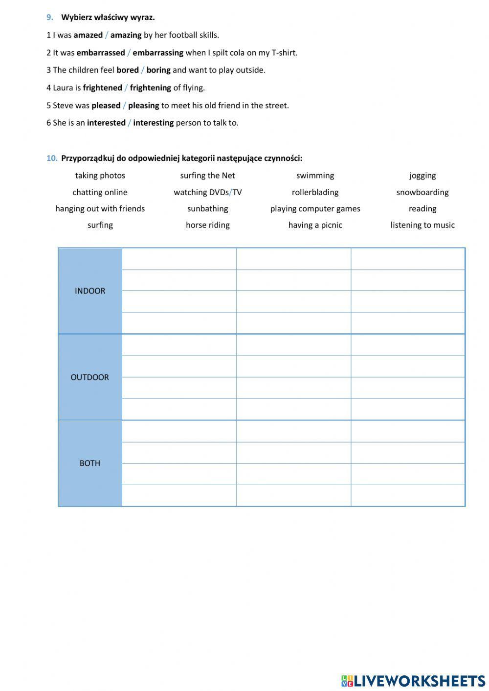 E8 U1 Człowiek Vocabulary
