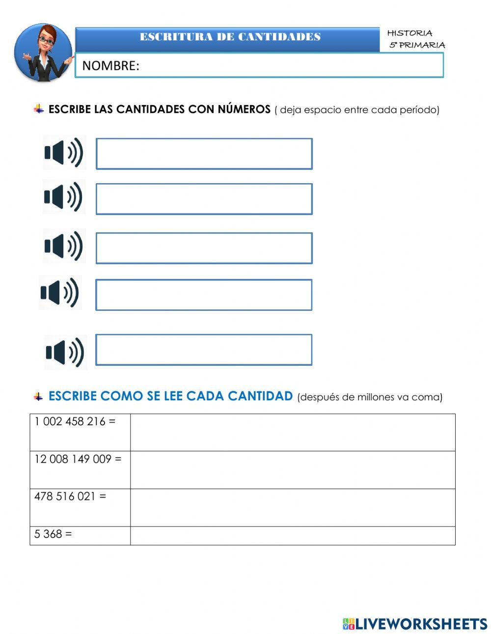 Escritura de cantidades