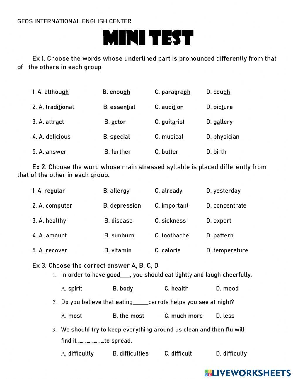 Mini test unit 2- Grade 7