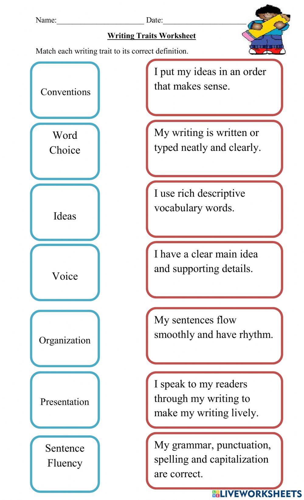 Writing Traits Worksheet
