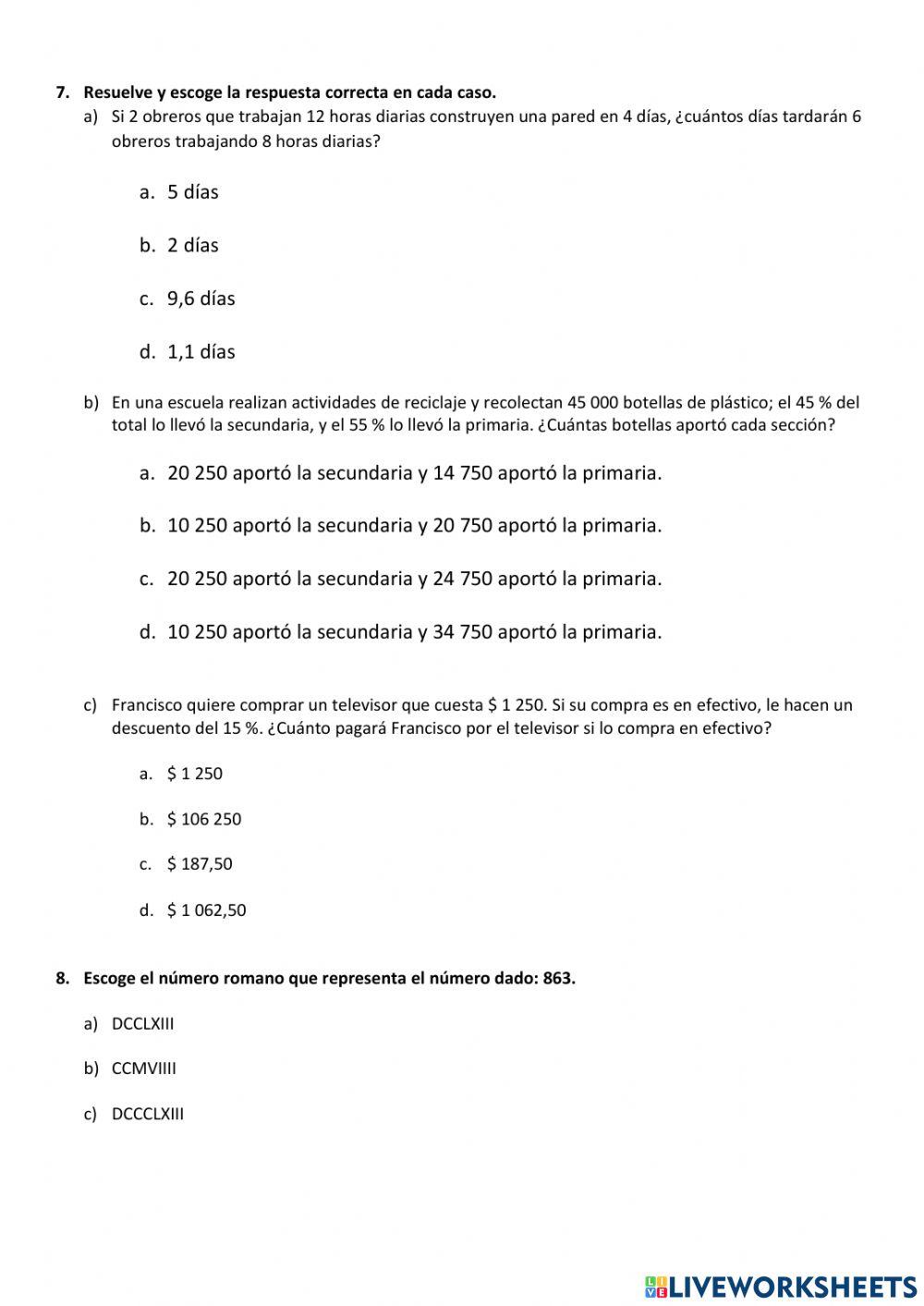 Evaluación Diagnóstica Matemáticas
