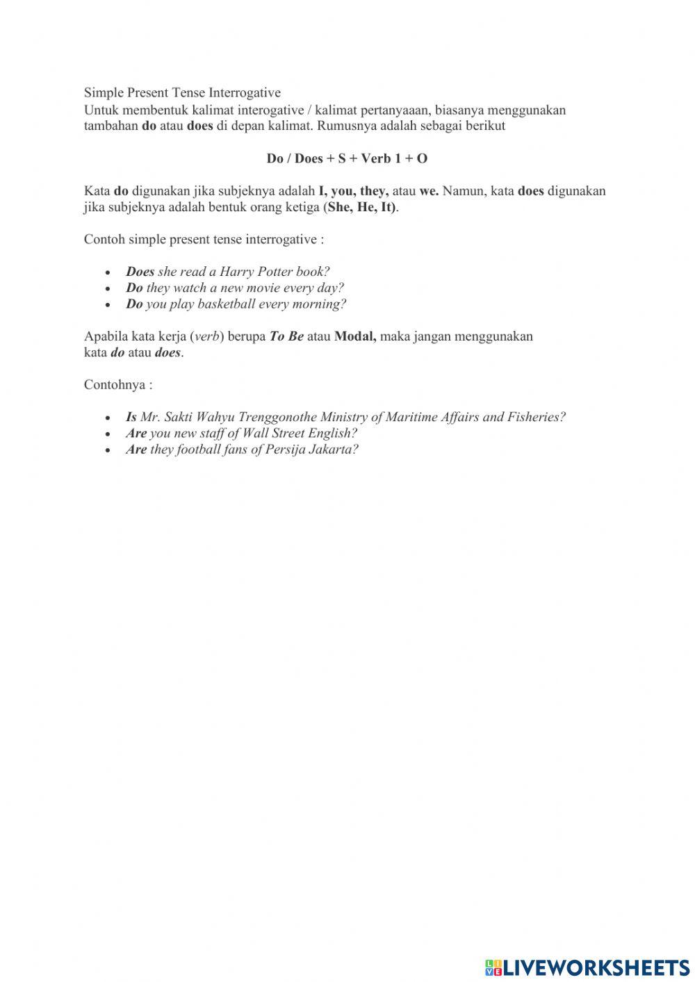 Simple present tense