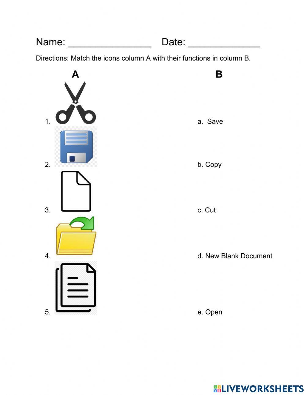 ICONS IN MS WORD Online Exercise For Live Worksheets icons-in-ms-word-online-exercise-for-live-worksheets