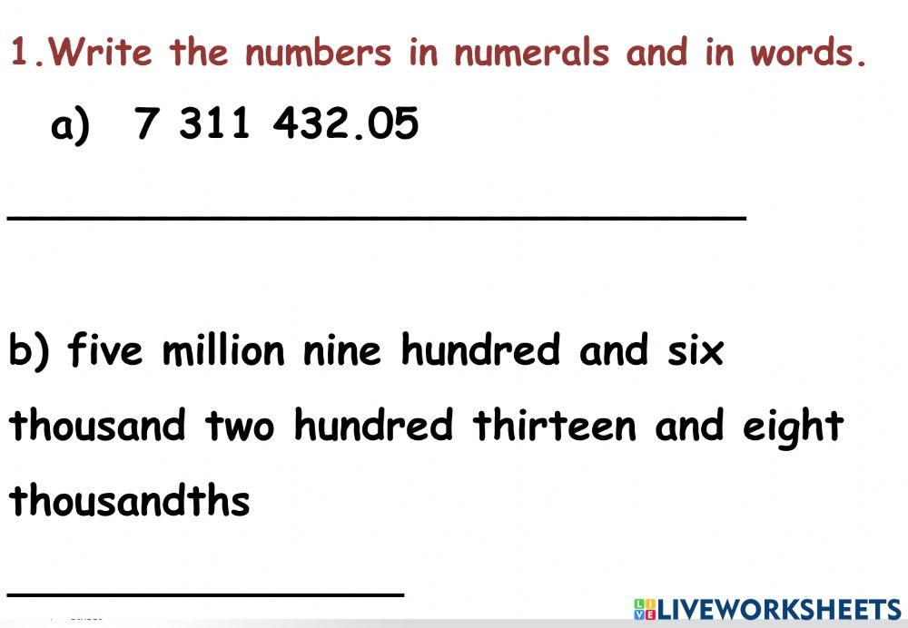 Decimals  assessment
