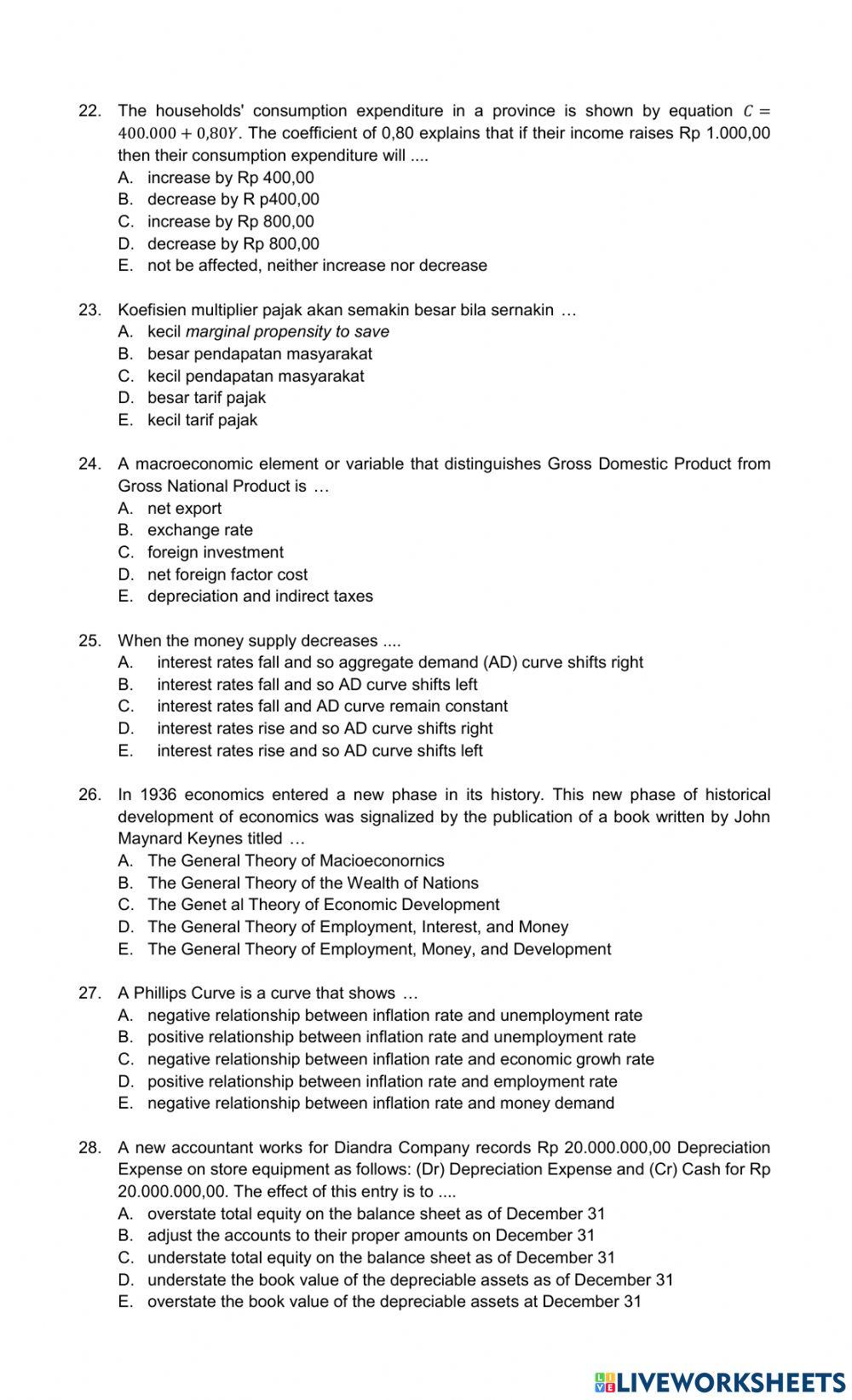 Latihan ekonomi pilihan ganda