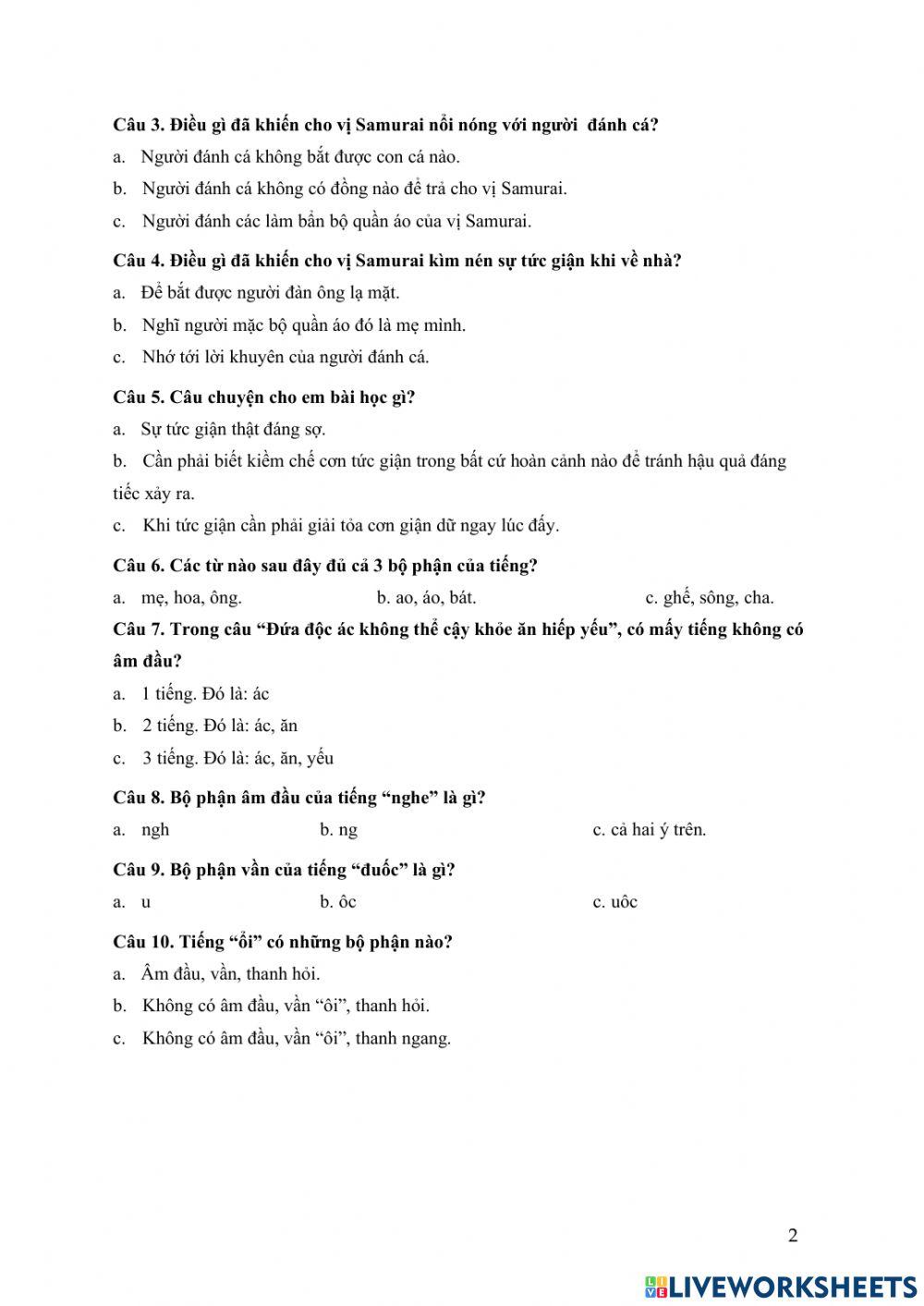 Đọc hiểu tuần 1