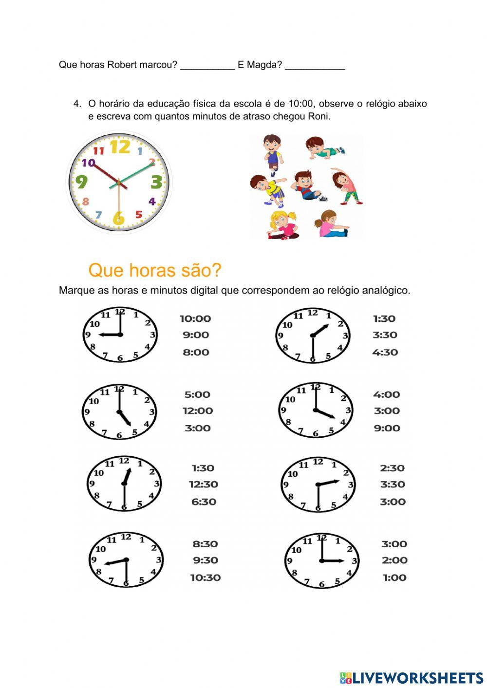 Horas e minutos