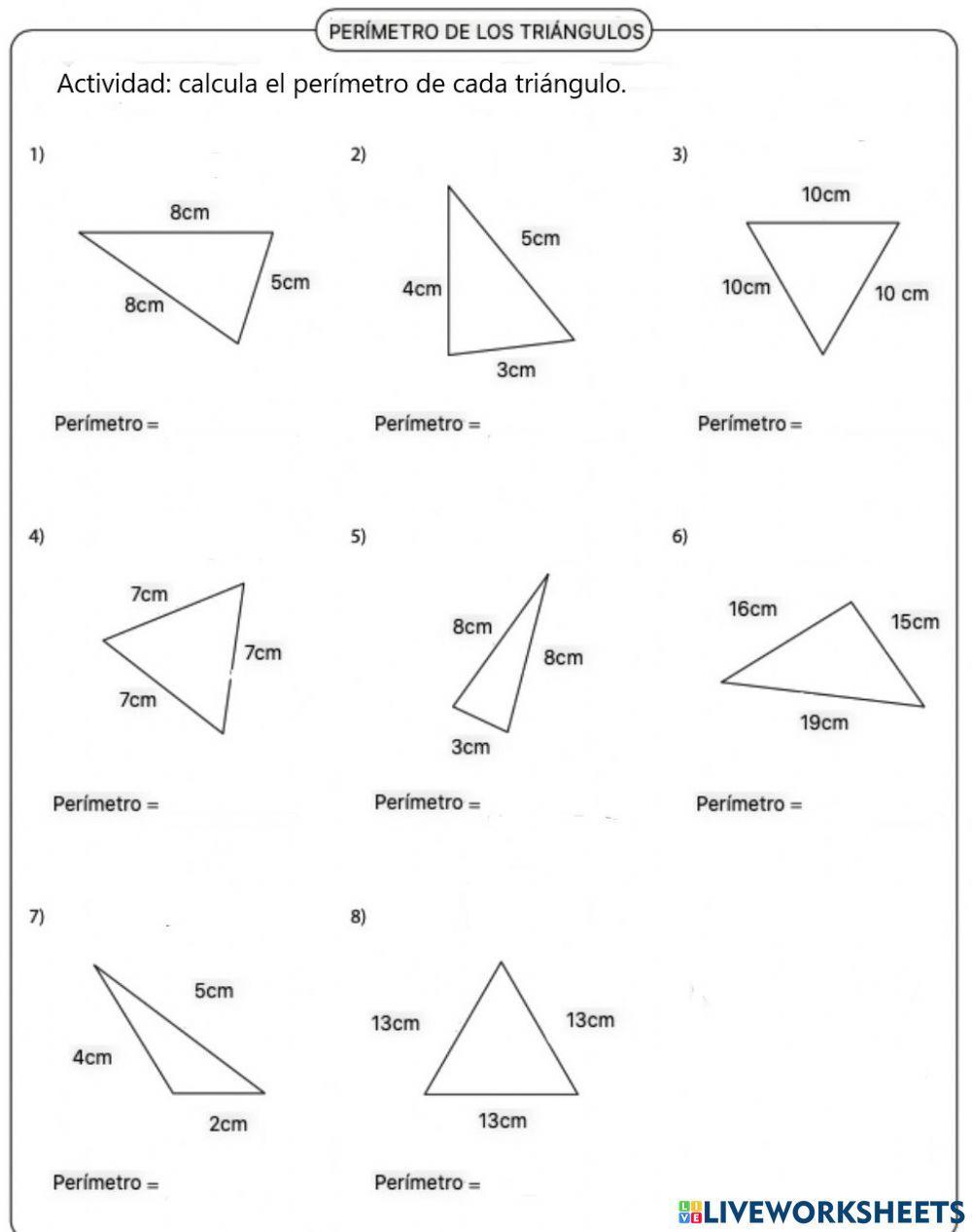 Ficha perímetro de triángulos