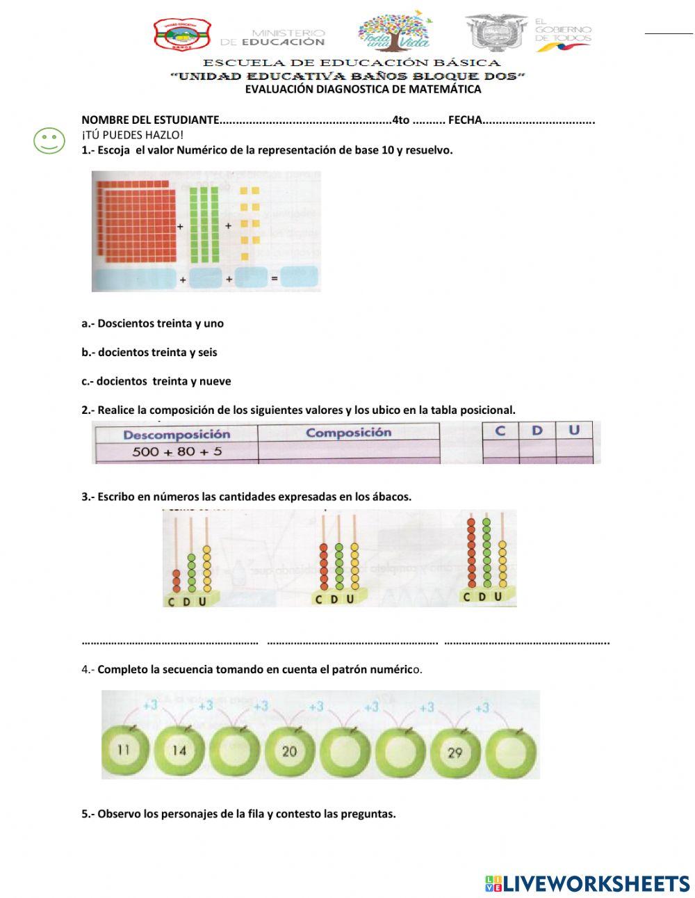 Diagnostico de matemática