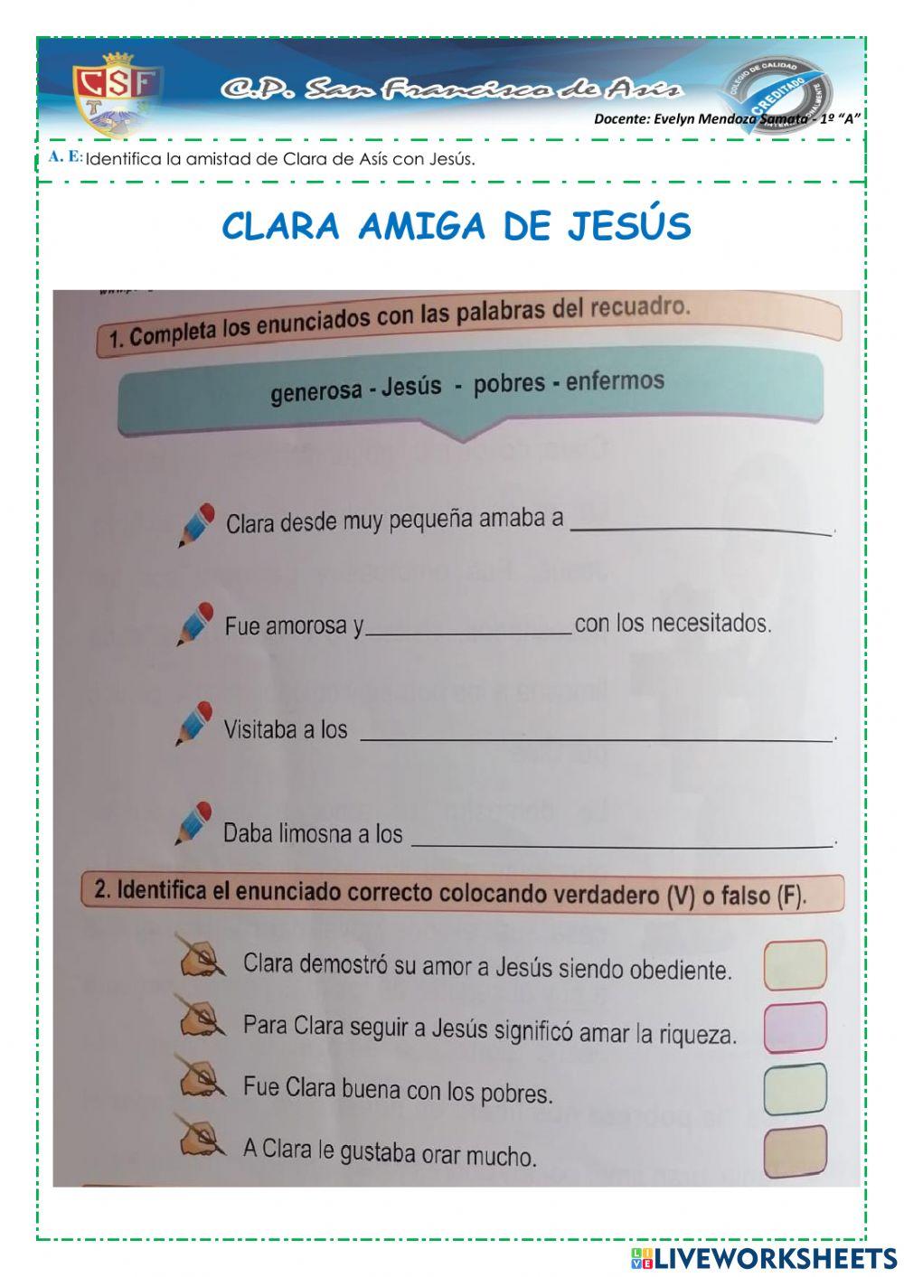 Clara amiga de jesús