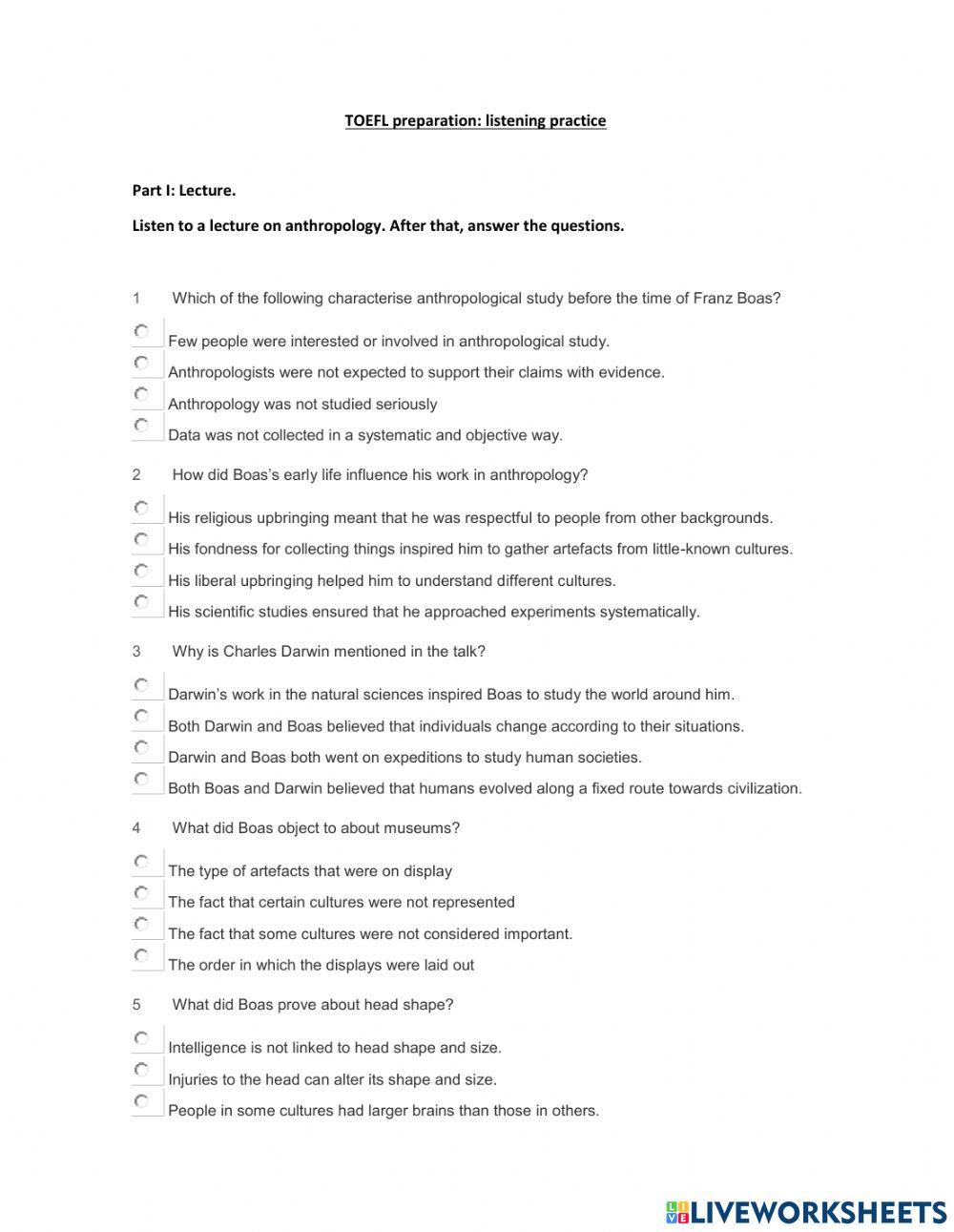 TOEFL: Listening section