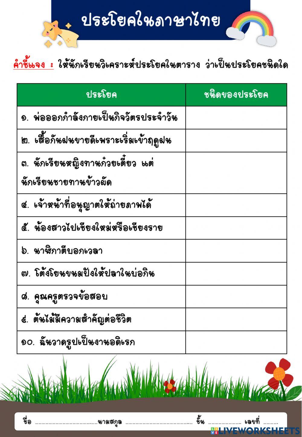 ประโยคในภาษาไทย