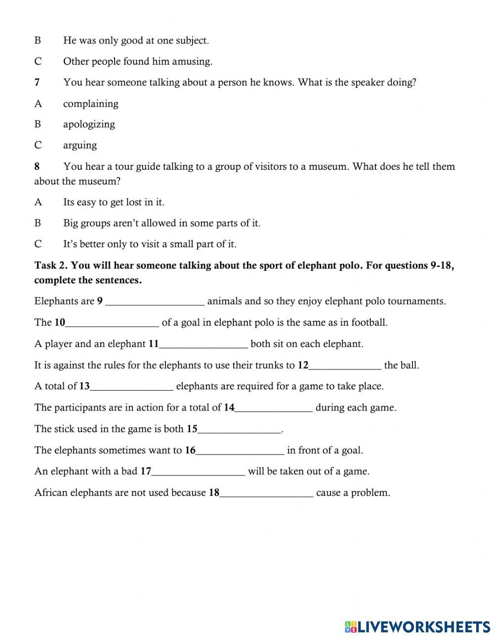 Listening pratice - Intermediate