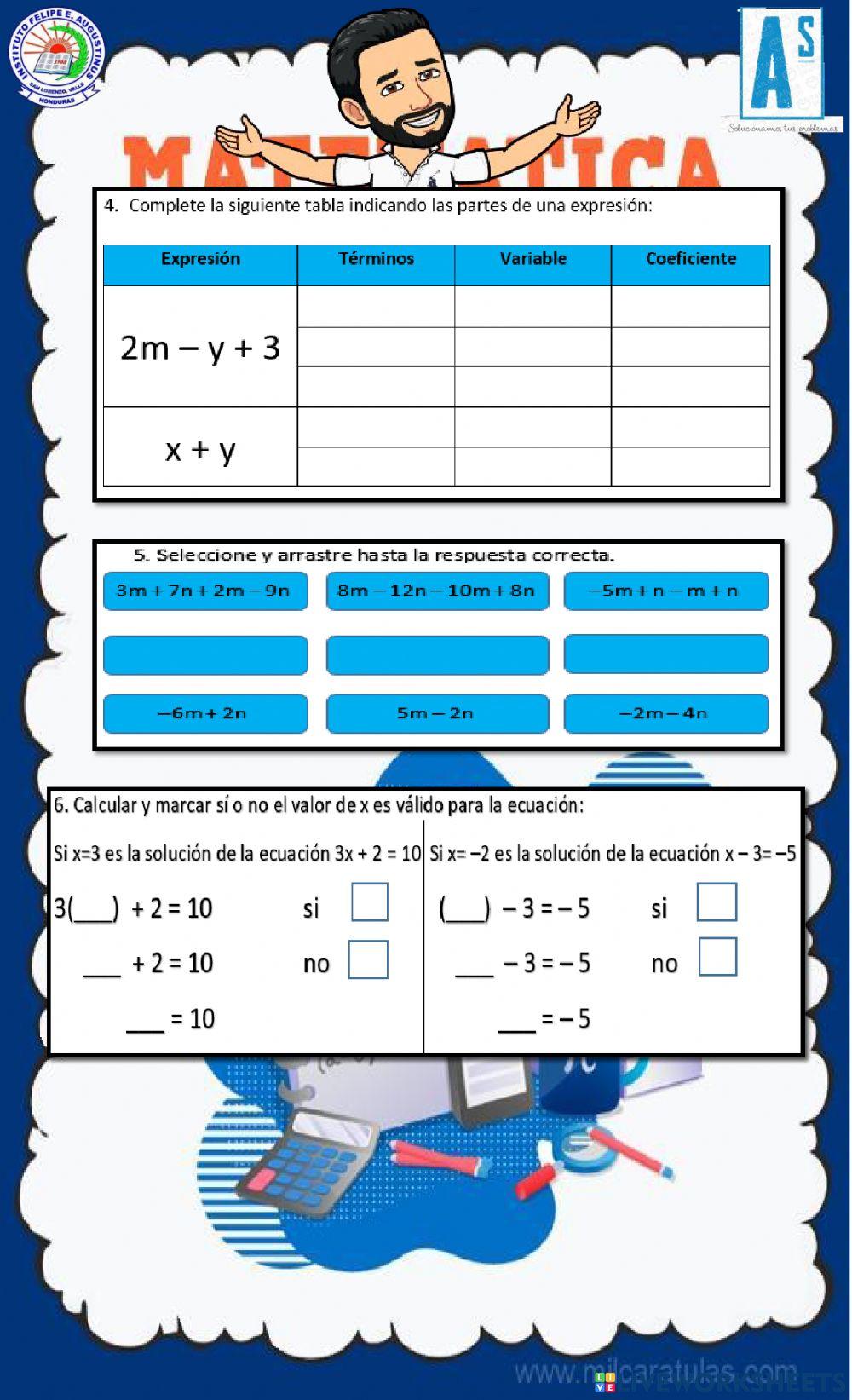 Examen de Matemáticas 7mo. III Parcial 2
