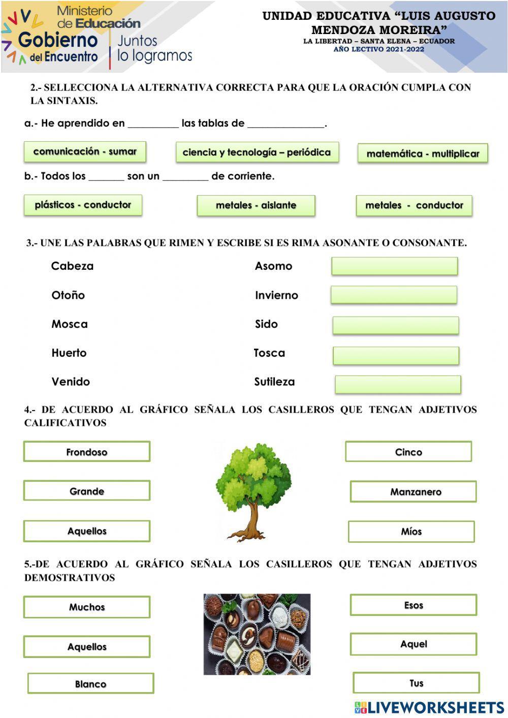 Examen quimestre 1 septimo