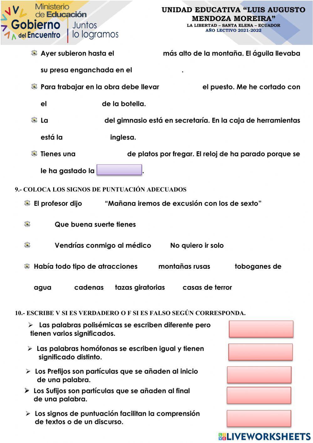Examen quimestre 1 septimo