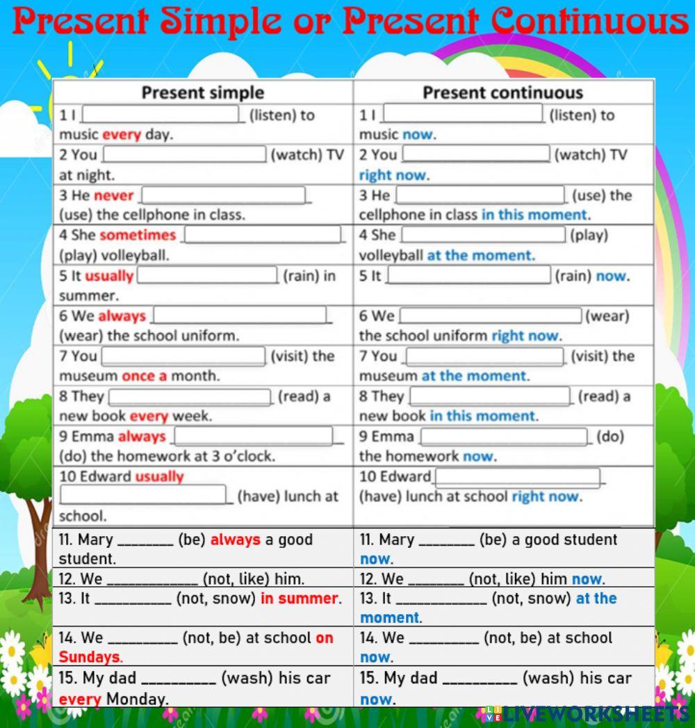 Present Simple & Present Continuous
