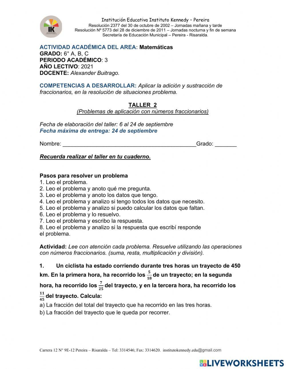 Problemas con fracciones