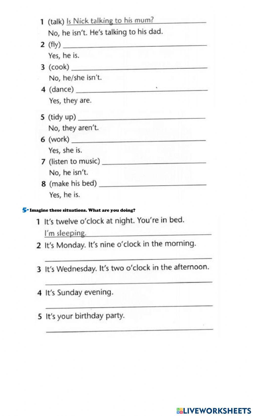 Present continuous vocabulary 2