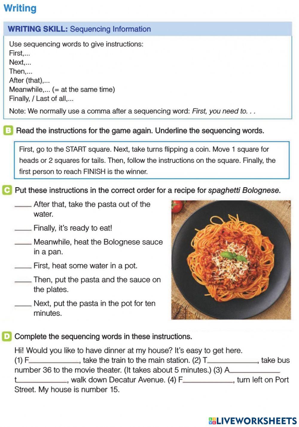 4E Using sequencing words