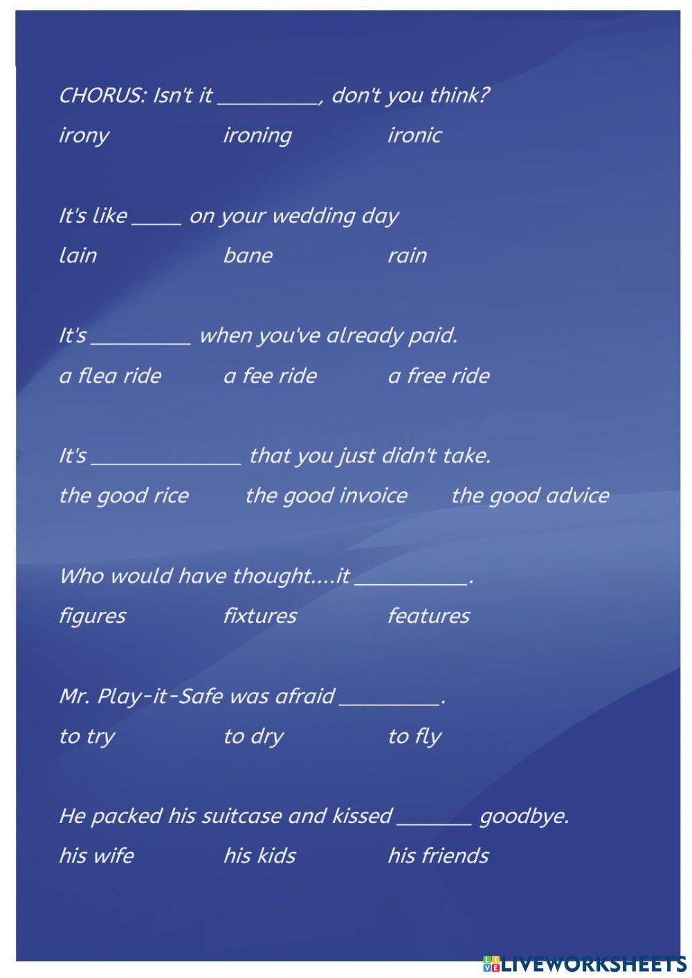 Song Quiz - Alanis Morissette - Ironic