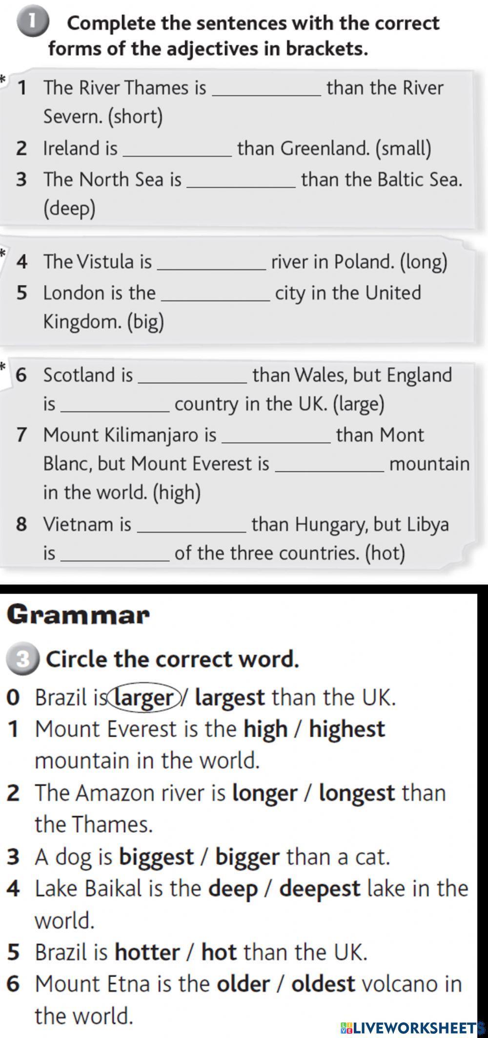 Comparatives and Superlatives - Short Adjectives