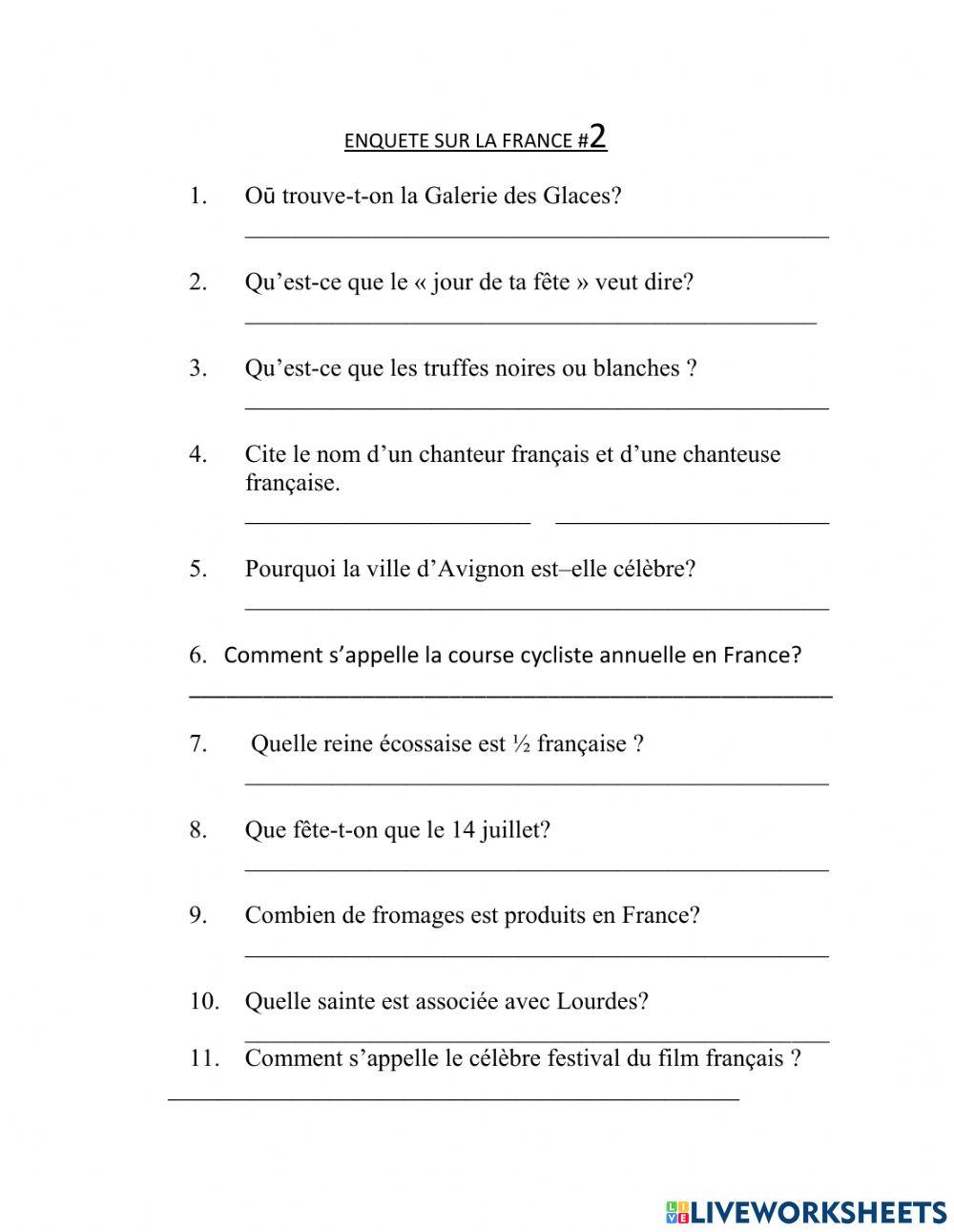 Trivia - Enquete sur la France 