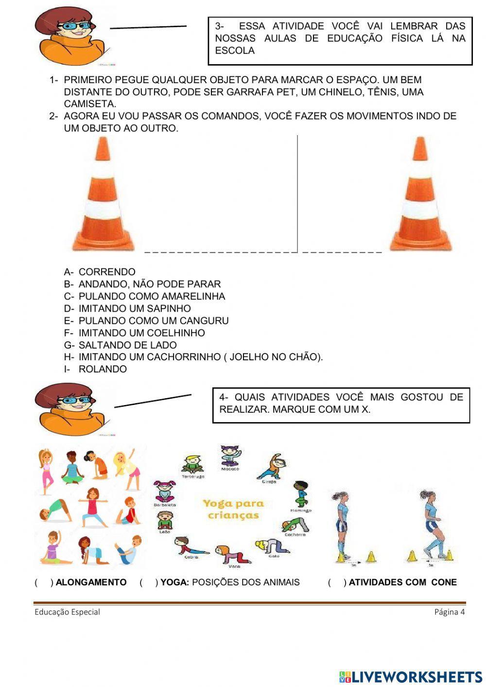 Inglês: As Cores - Educação Física: Yoga - Arte: Arte de Dançar