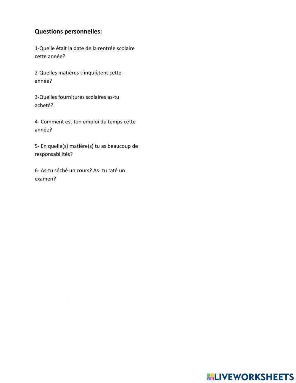 La rentrée scolaire