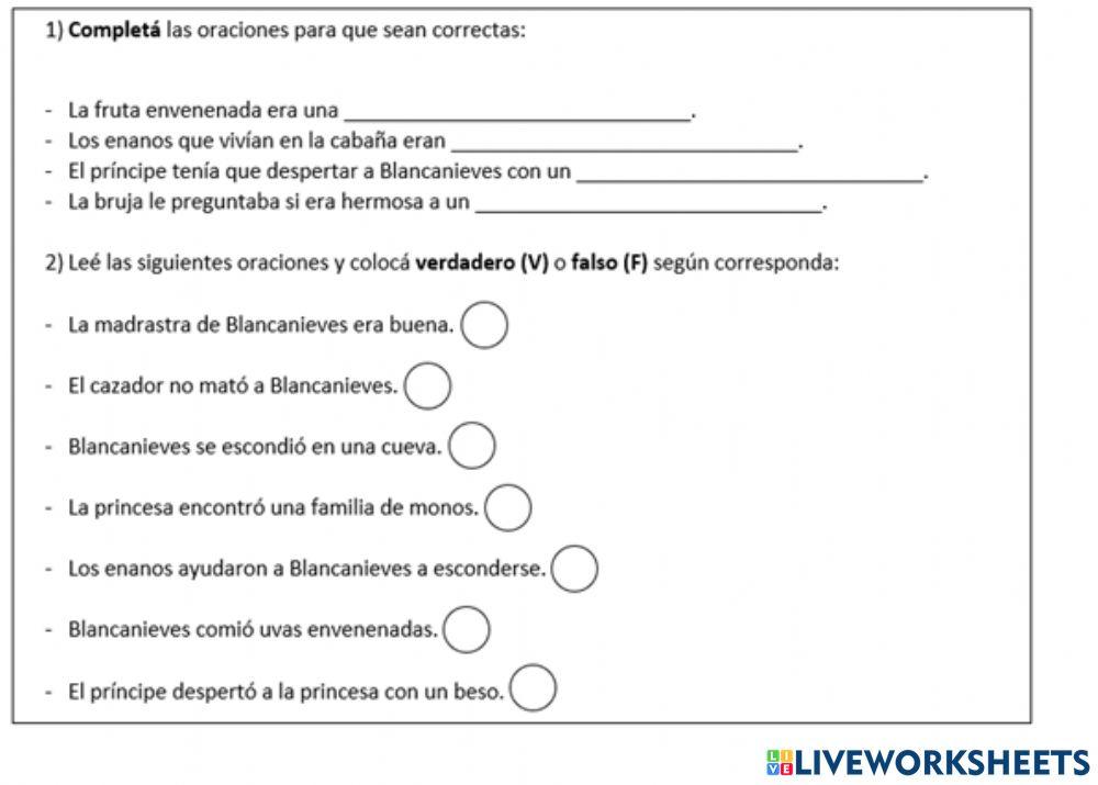 Comprensión Blancanieves