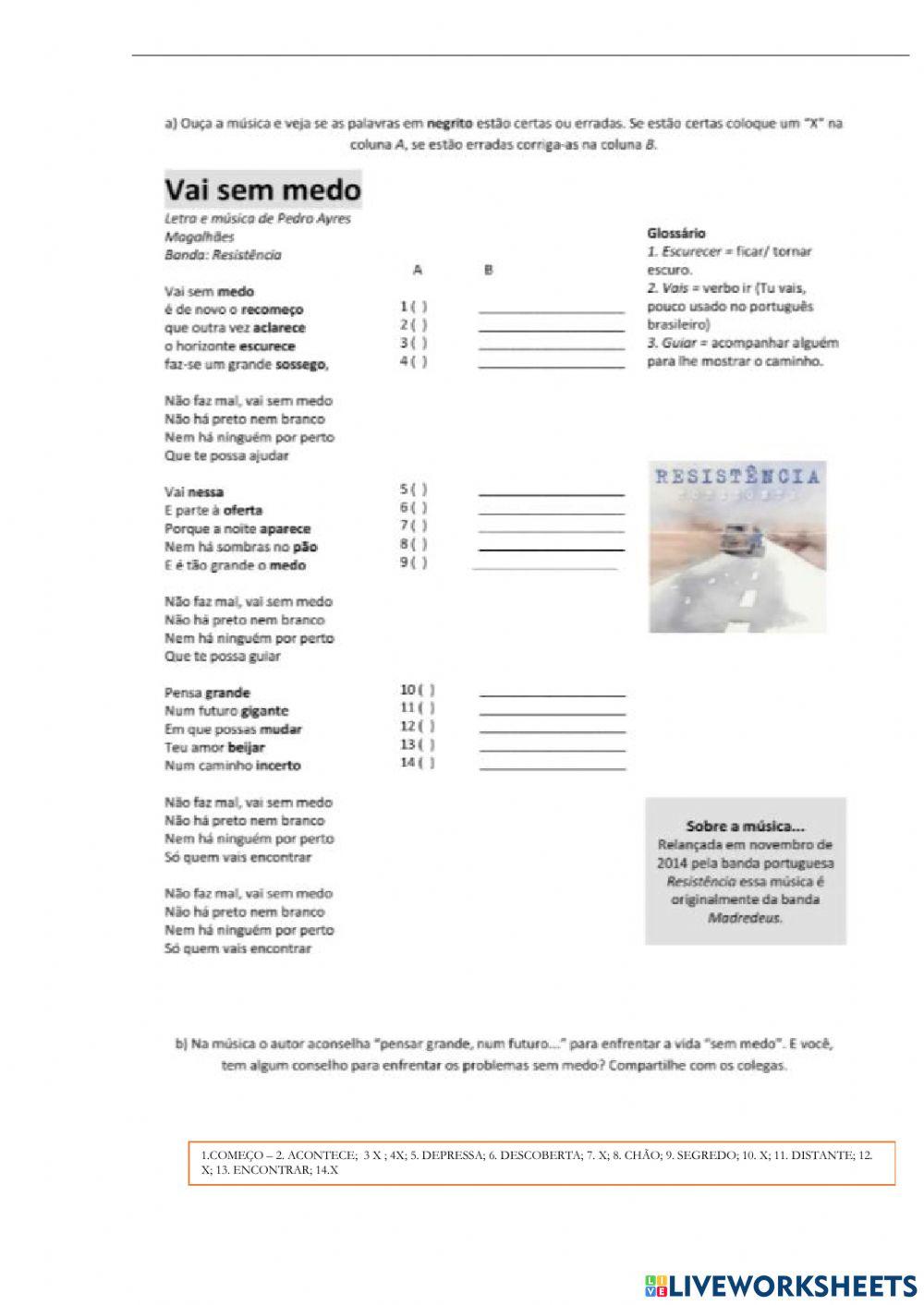 Vai sem medo - Música portuguesa