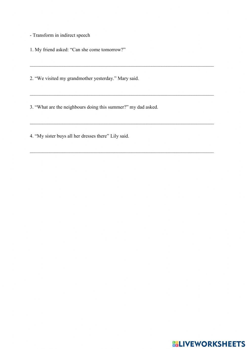 Reported speech - mixed